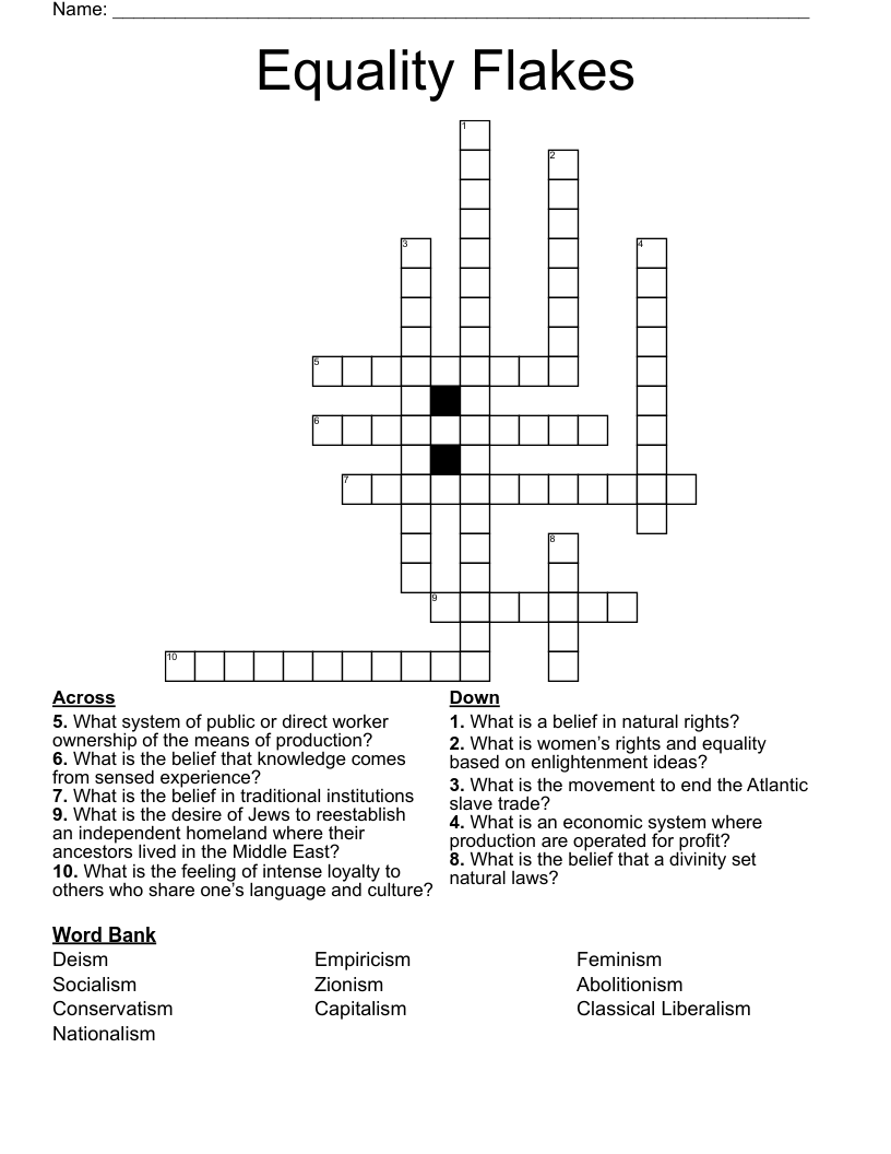 Equality Flakes Crossword