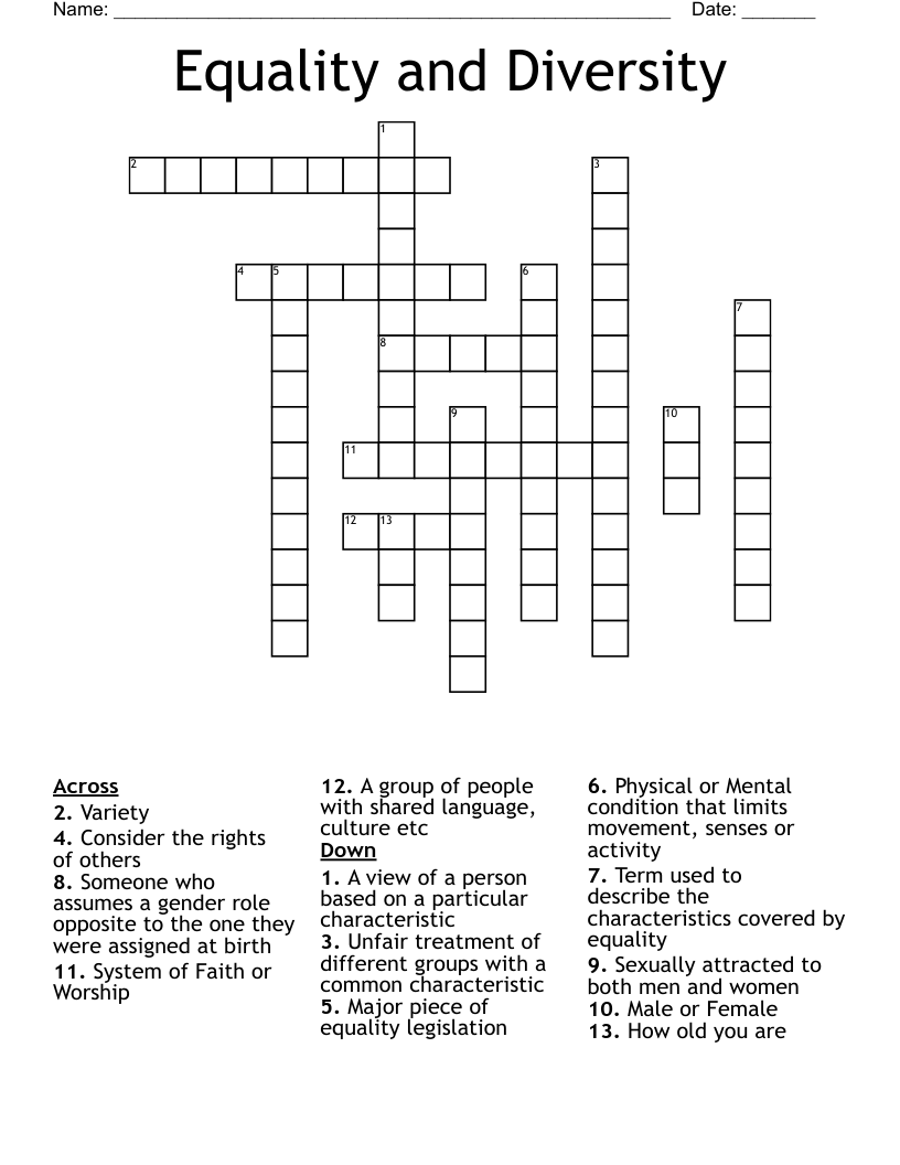 Equality and Diversity Crossword