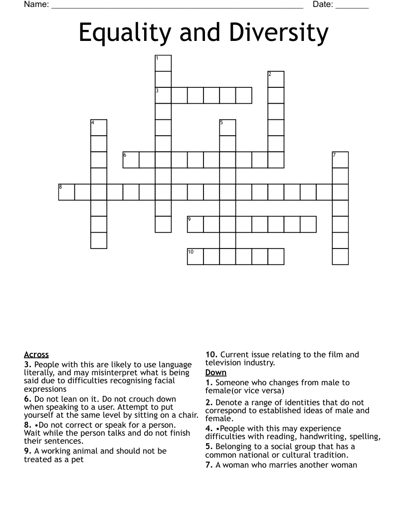 Equality and Diversity Crossword