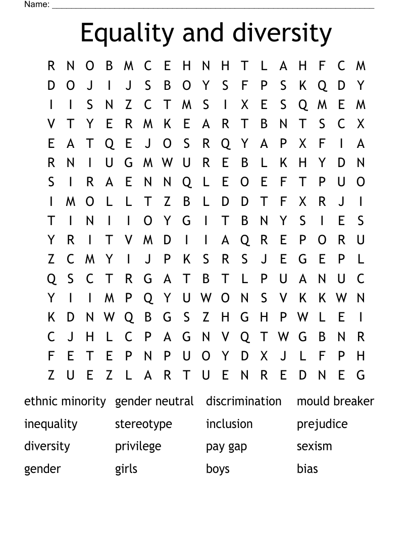 Equality and diversity Word Search