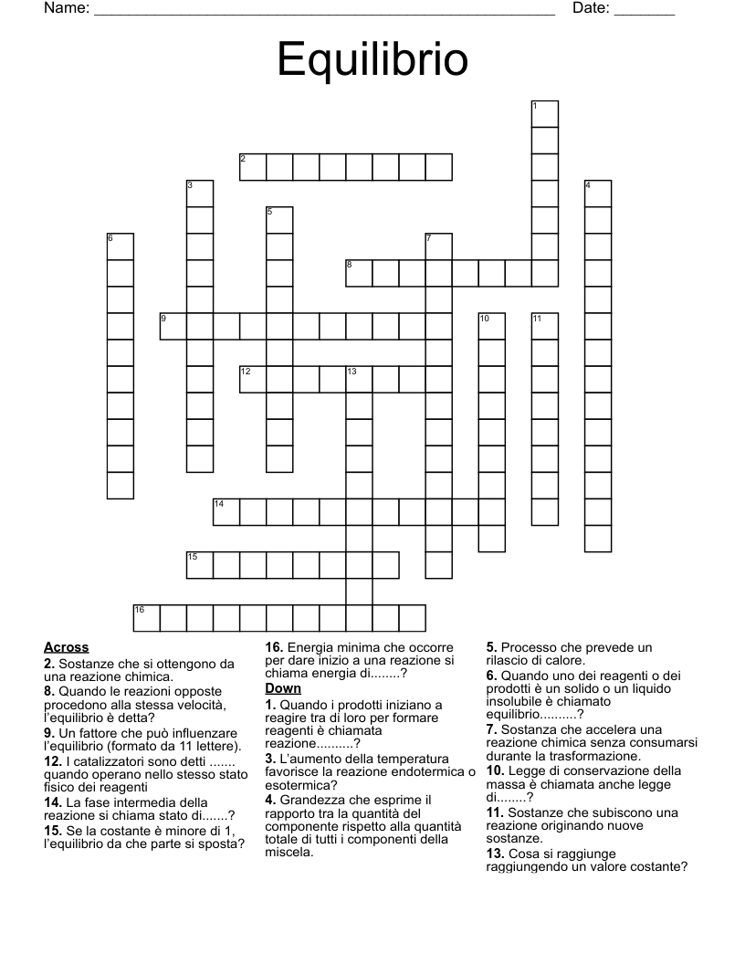 Equilibrio Crossword