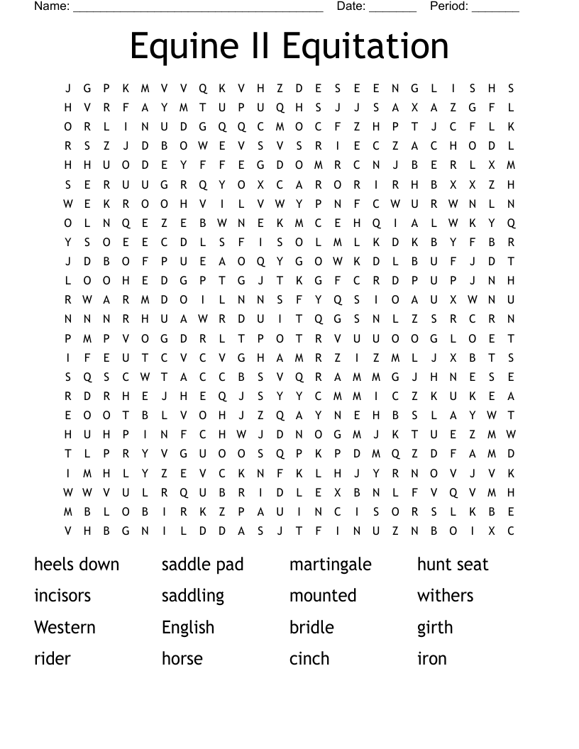 Equine II Equitation Word Search
