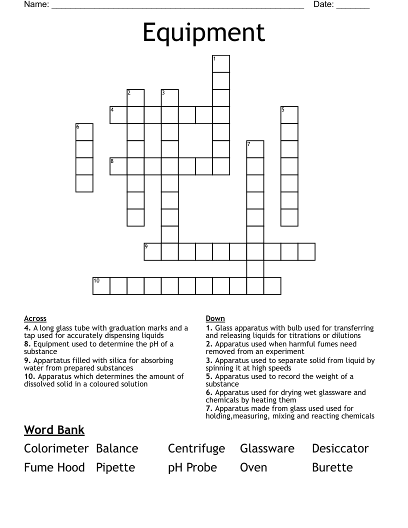 Equipment Crossword