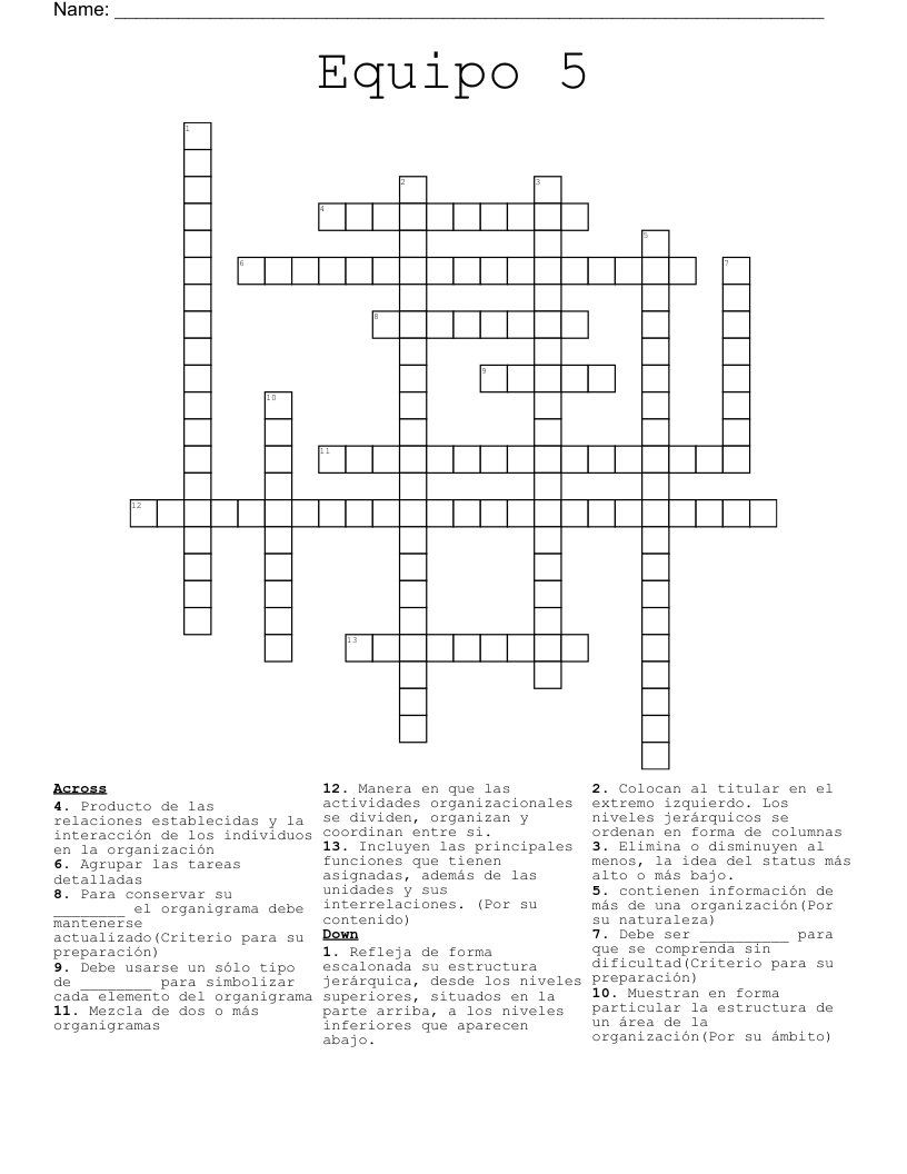 Equipo 5 Crossword