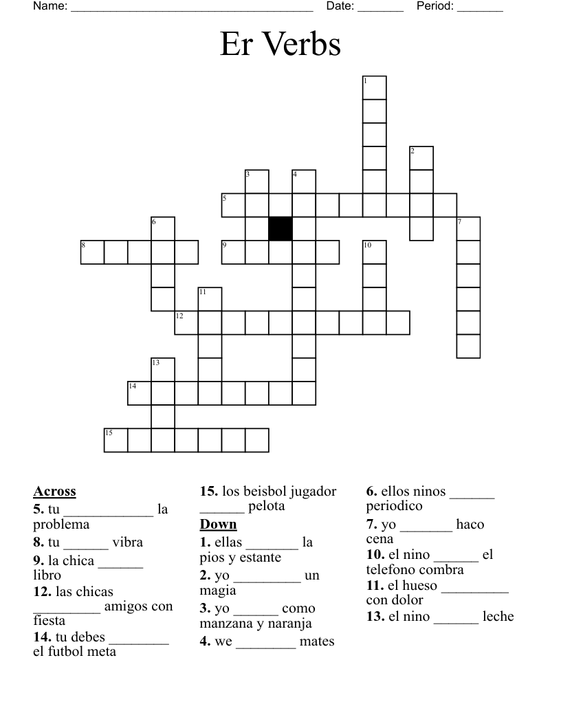 Er Verbs Crossword