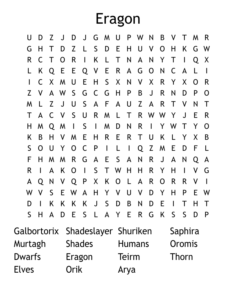 Eragon Word Search