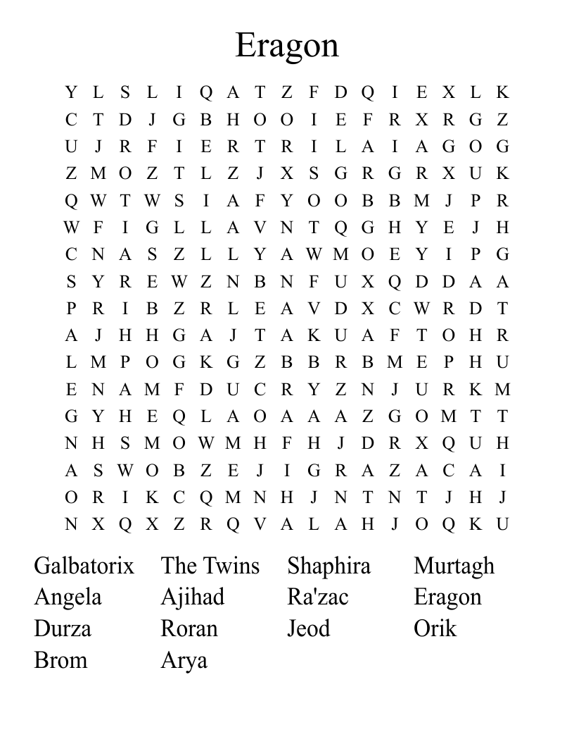 Eragon Word Search
