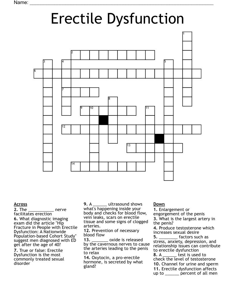 Erectile Dysfunction  Crossword
