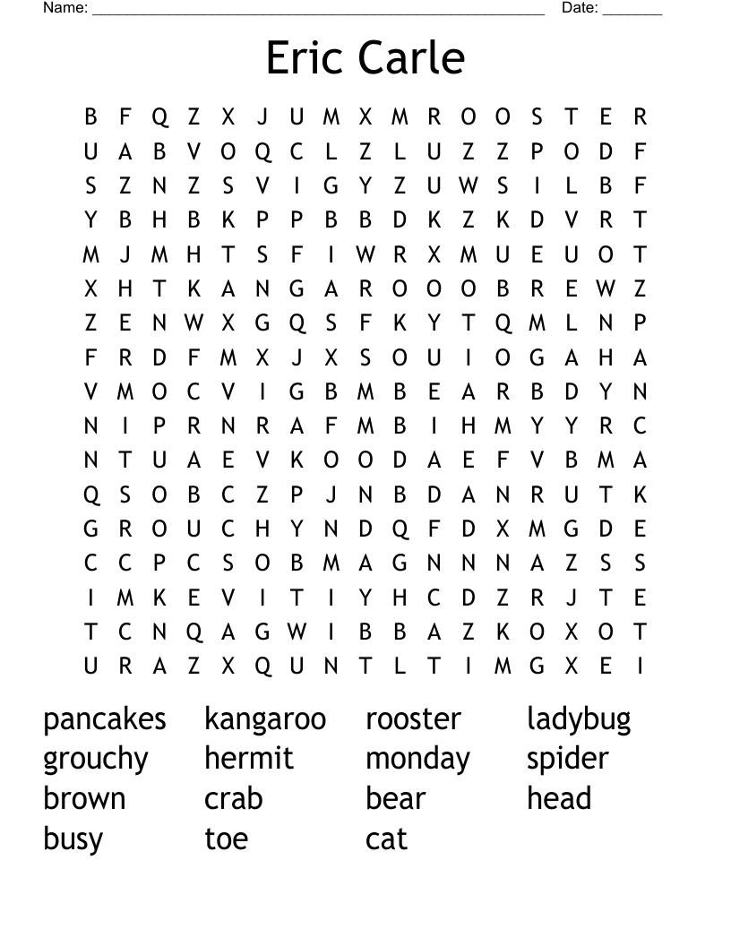 Eric Carle Word Search