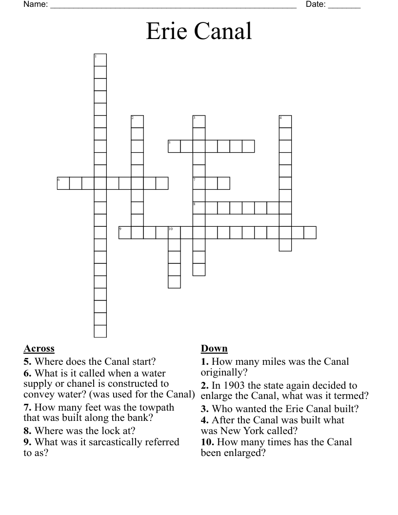 Erie Canal Crossword
