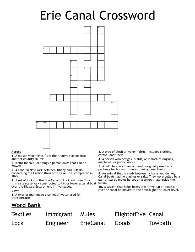 Erie Canal Crossword