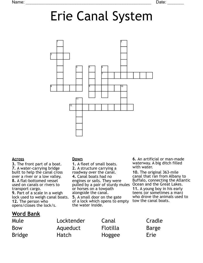 Erie Canal System  Crossword