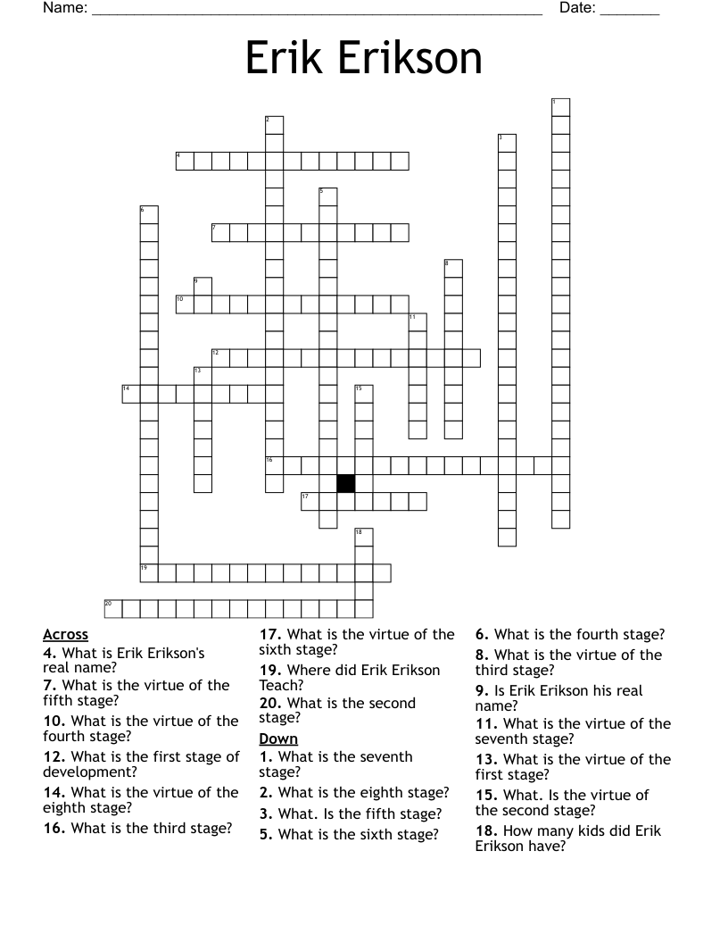 Erik Erikson Crossword