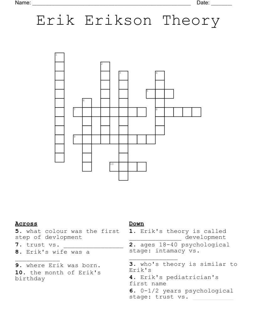 Erik Erikson Theory  Crossword