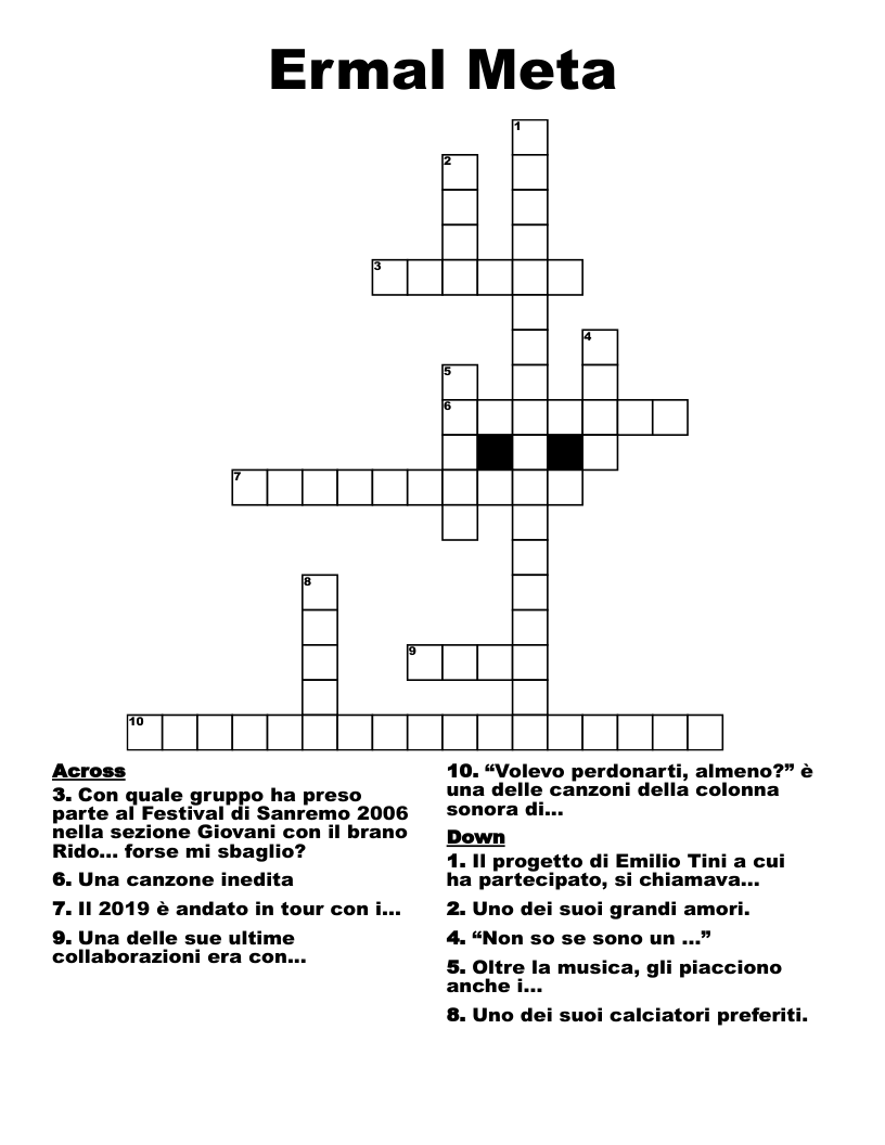 Ermal Meta  Crossword