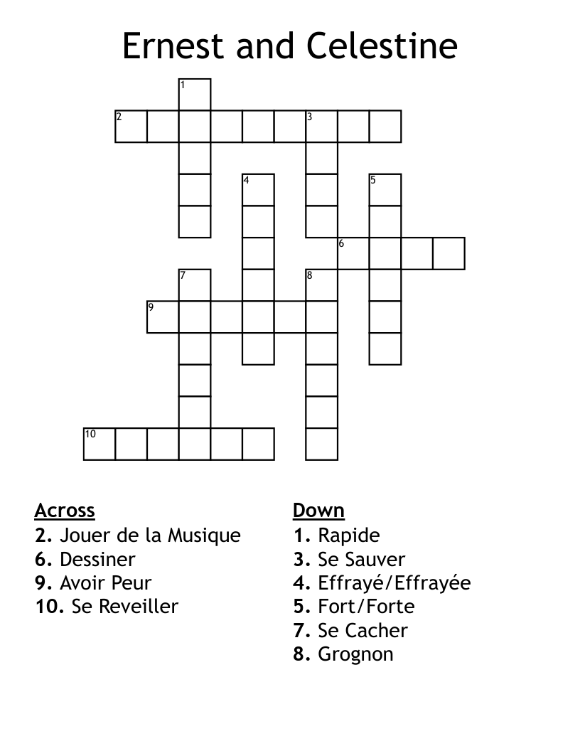 Ernest and Celestine  Crossword