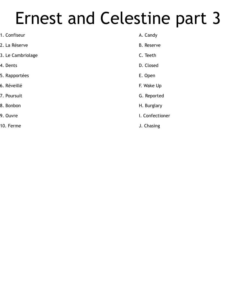 Ernest and Celestine part 3  Worksheet
