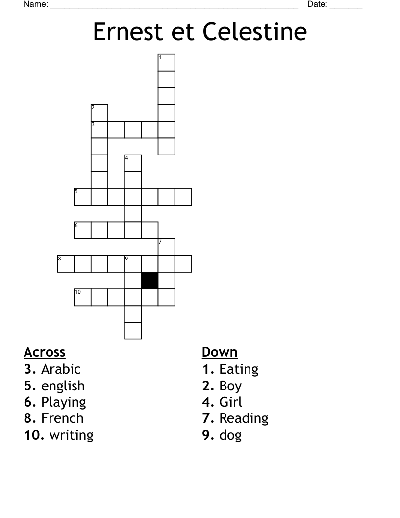 Ernest et Celestine Crossword