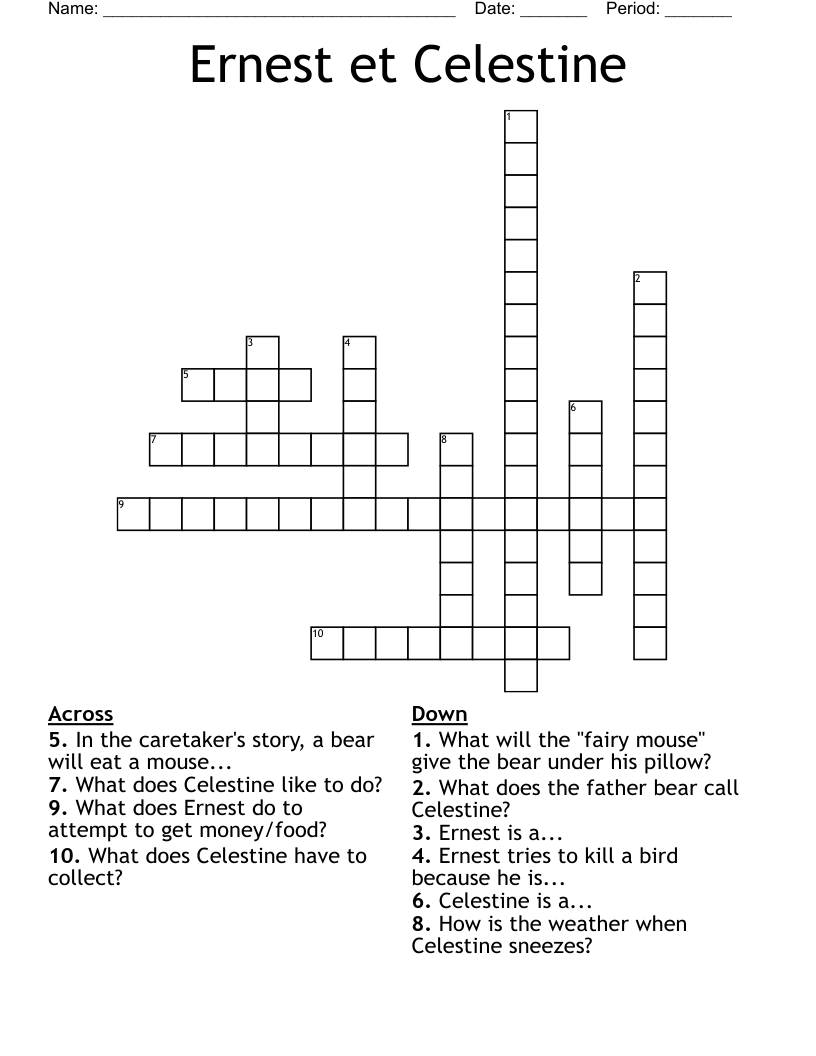 Ernest et Celestine Crossword