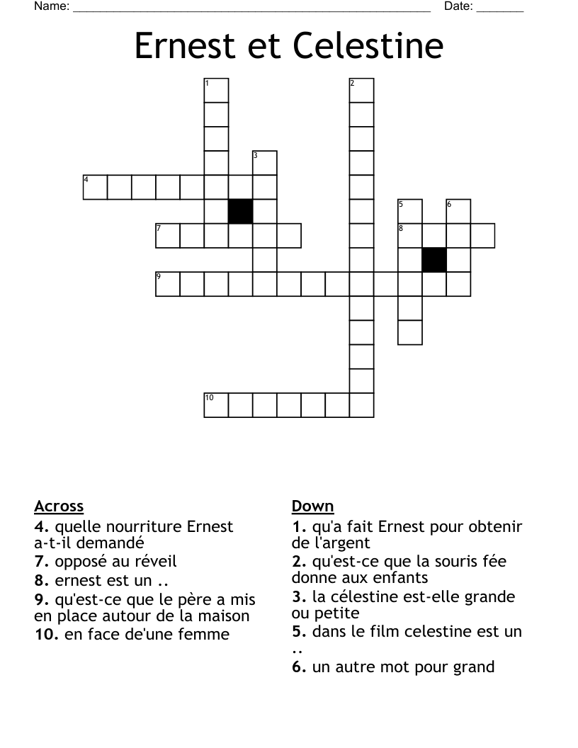 Ernest et Celestine Crossword
