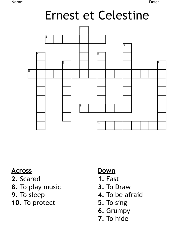 Ernest et Celestine Crossword