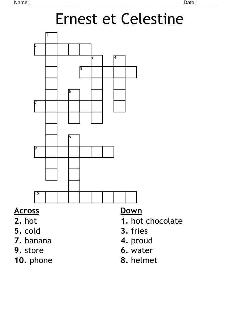 Ernest et Celestine Crossword