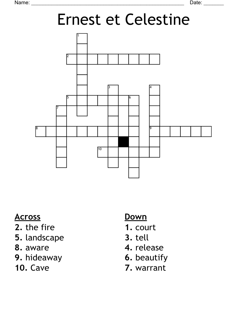 Ernest et Celestine Crossword