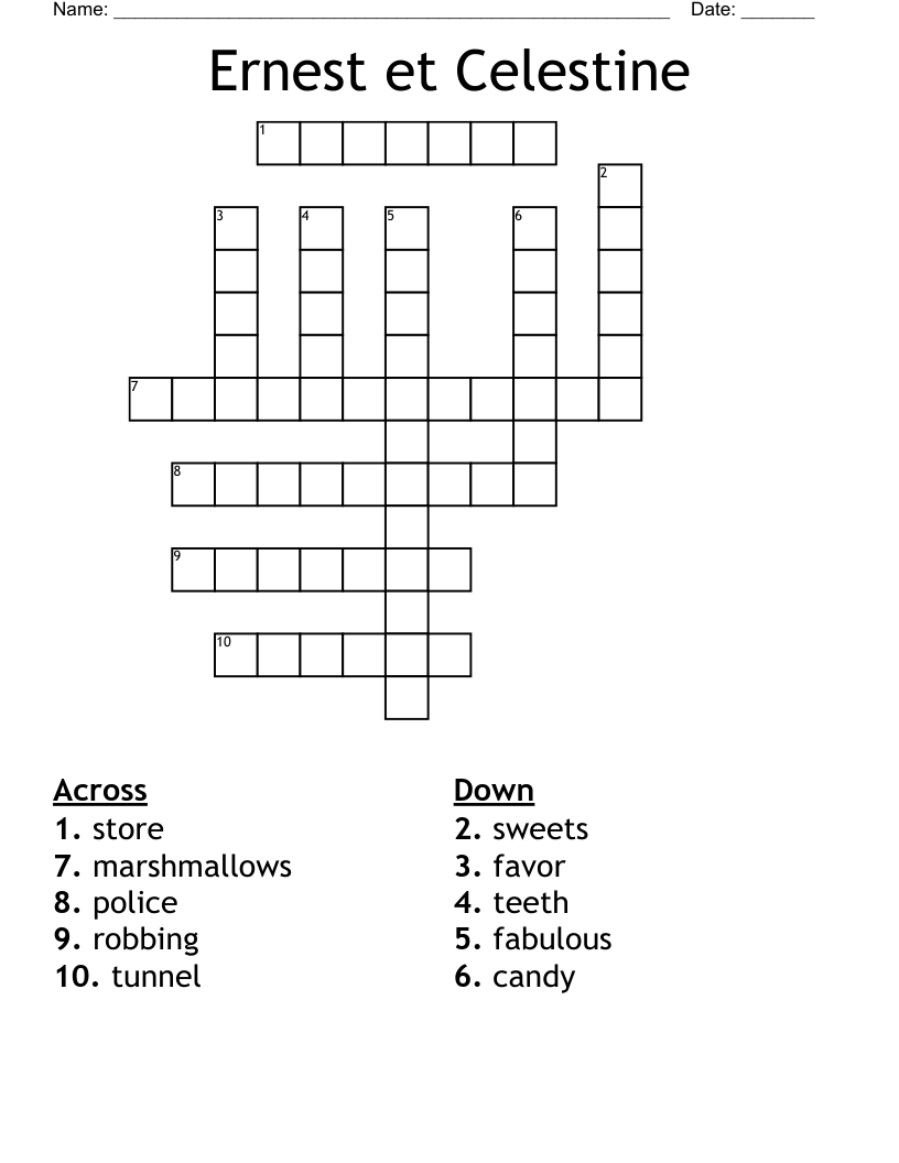 Ernest et Celestine Crossword