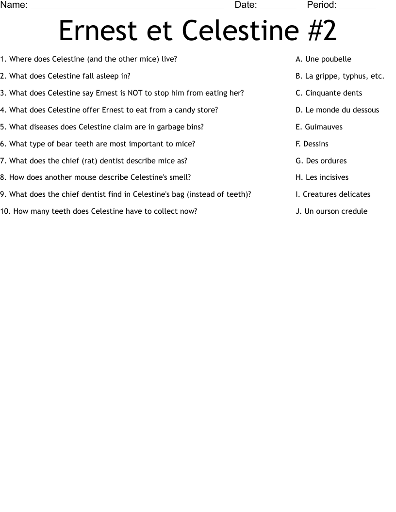 Ernest et Celestine #2 Worksheet