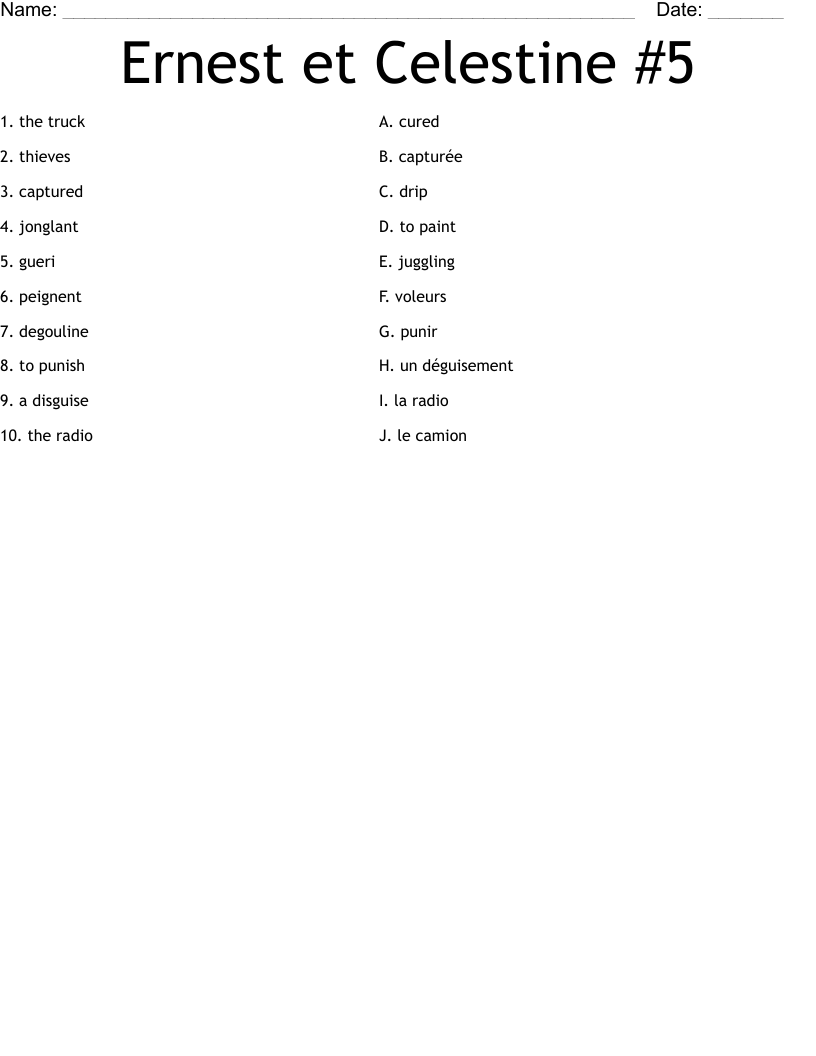 Ernest et Celestine #5 Worksheet