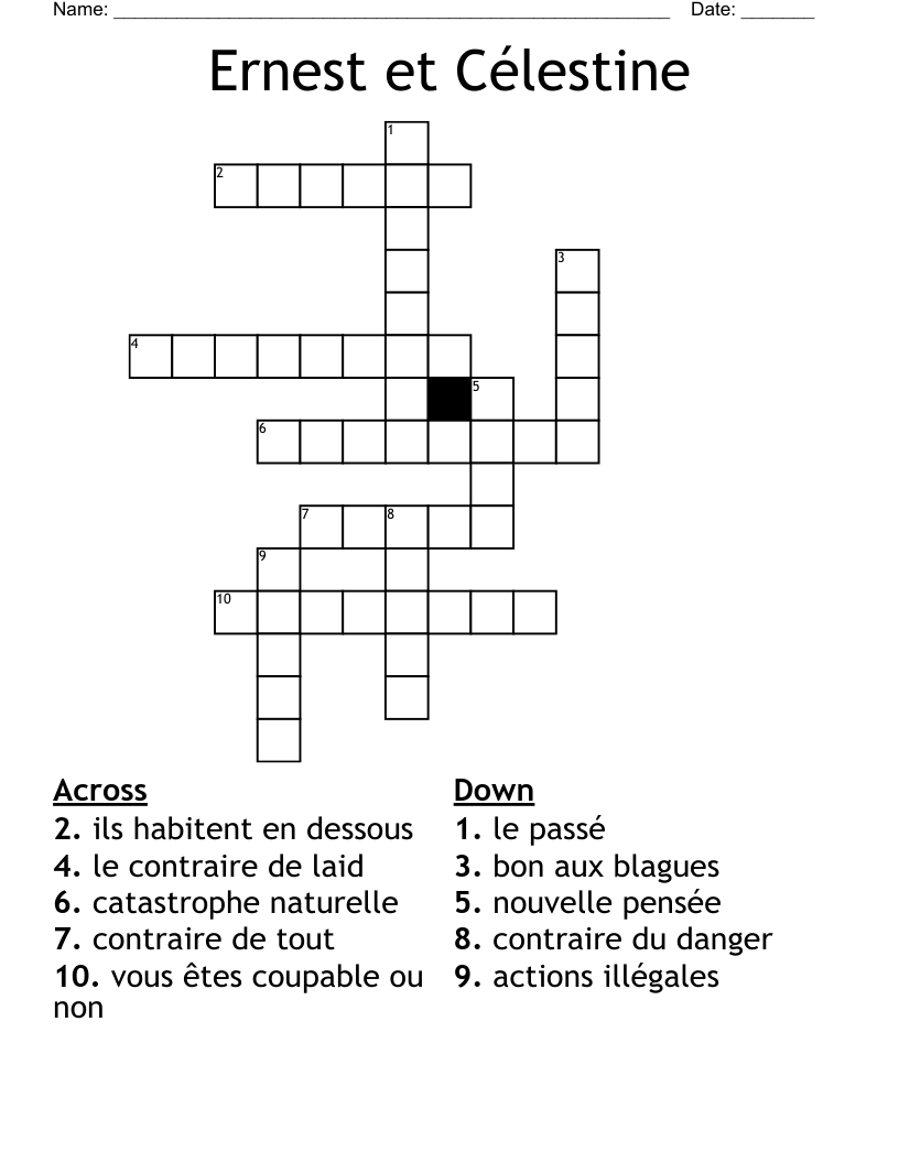 Ernest et Célestine Crossword