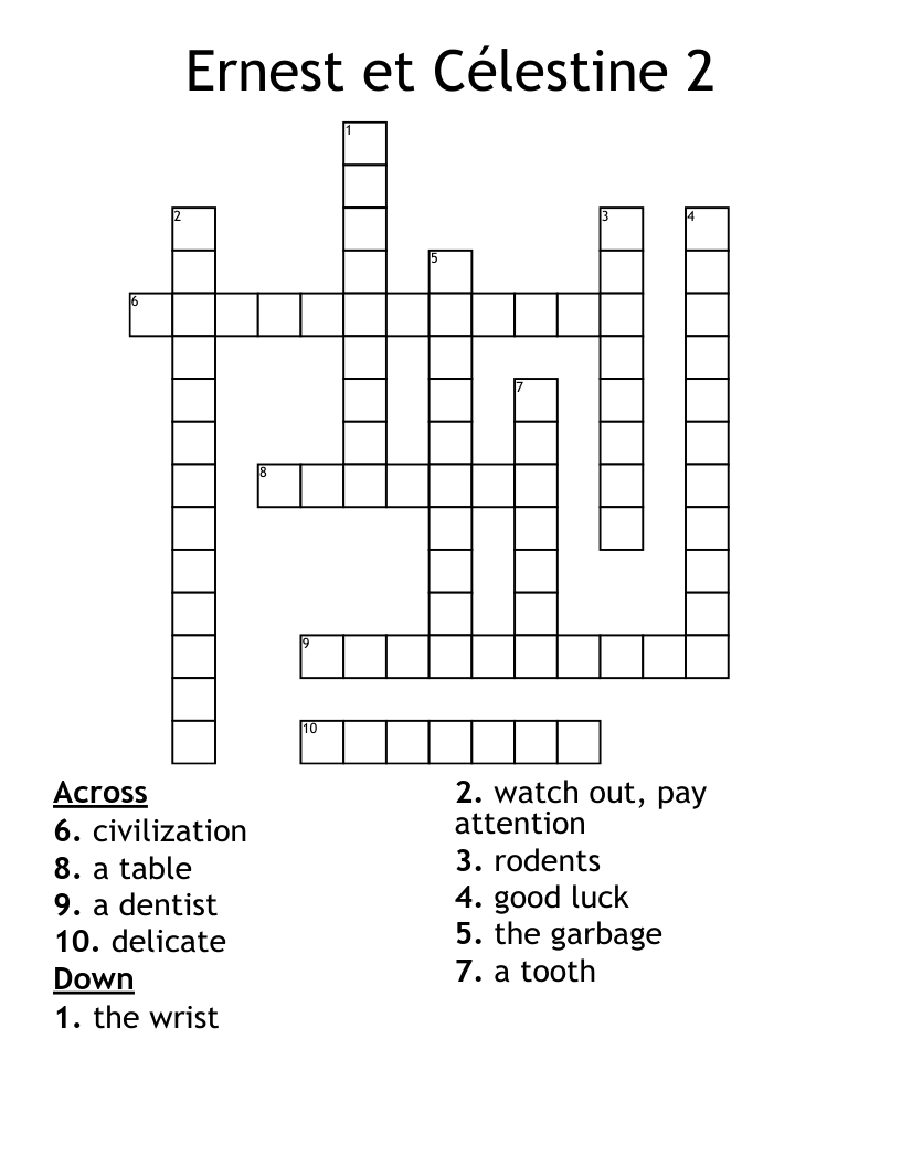 Ernest et Célestine 2 Crossword