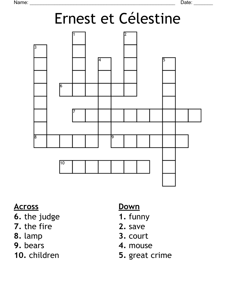Ernest et Célestine Crossword