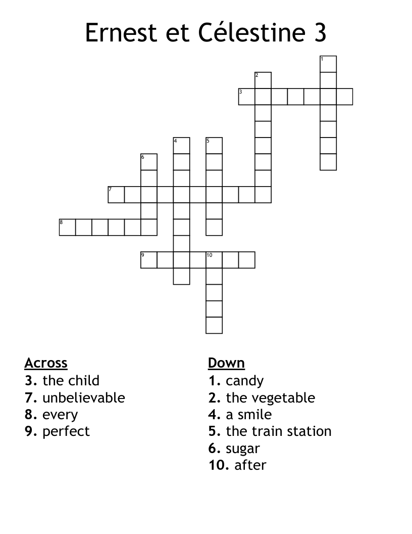 Ernest et Célestine 3 Crossword
