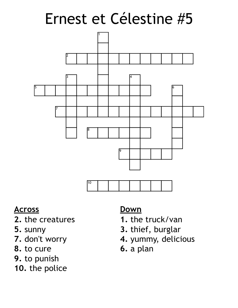 Ernest et Célestine #5 Crossword