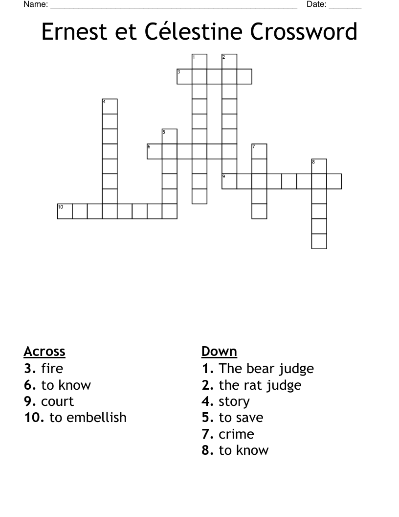 Ernest et Célestine Crossword