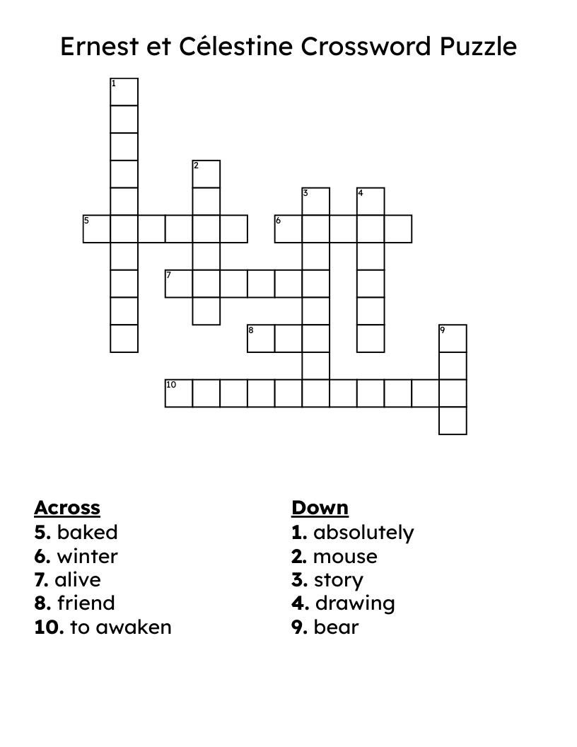 Ernest et Célestine Crossword Puzzle