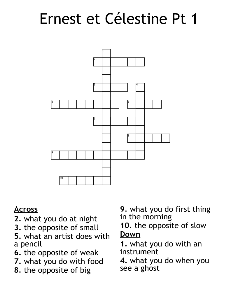 Ernest et Célestine Pt 1 Crossword