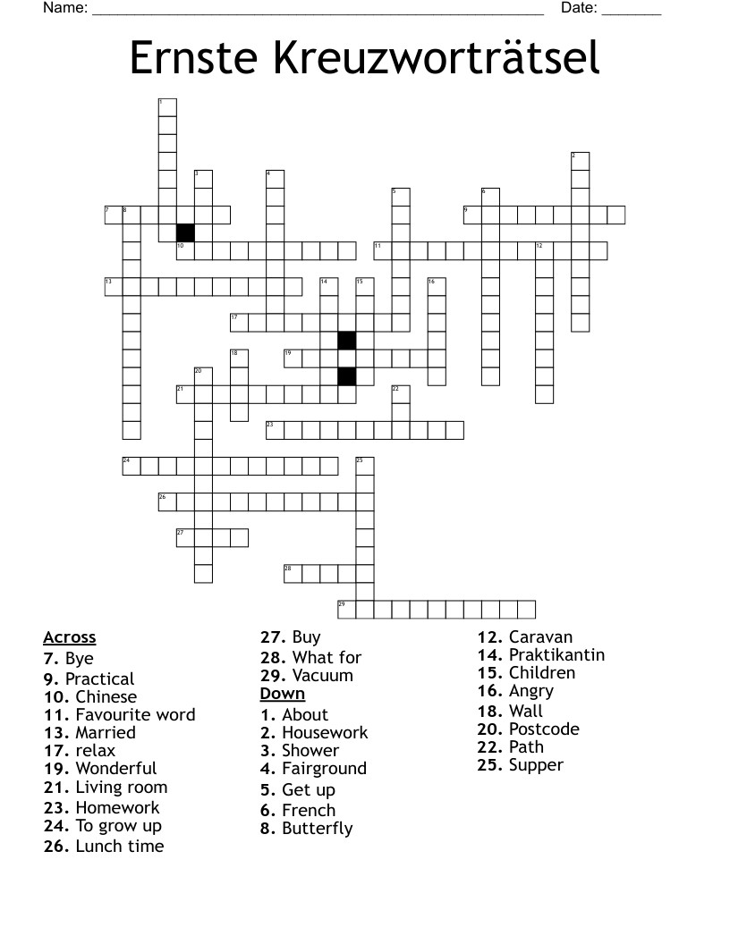 Ernste Kreuzworträtsel  Crossword