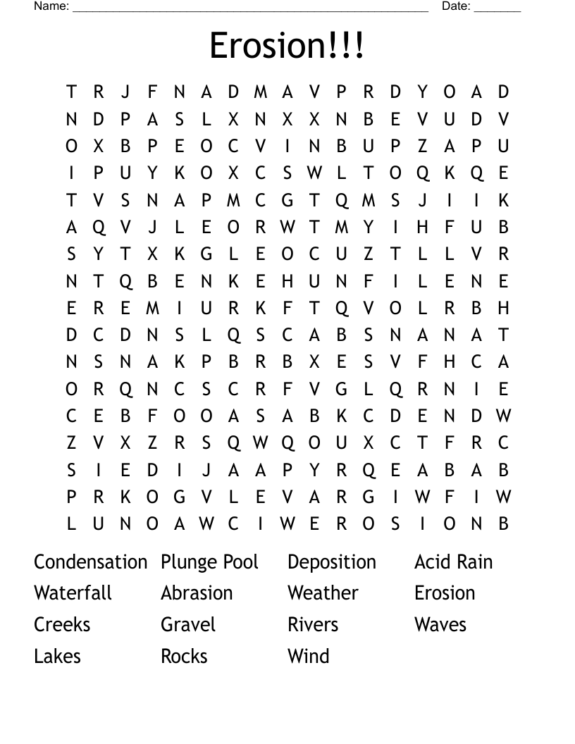 Erosion!!! Word Search