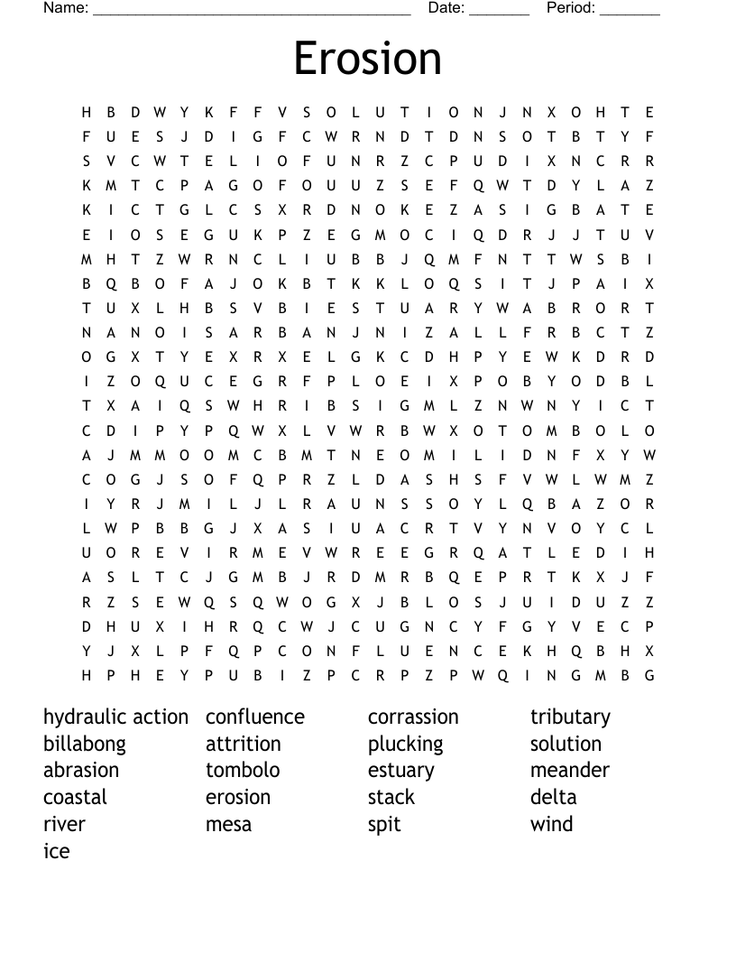 Erosion Word Search