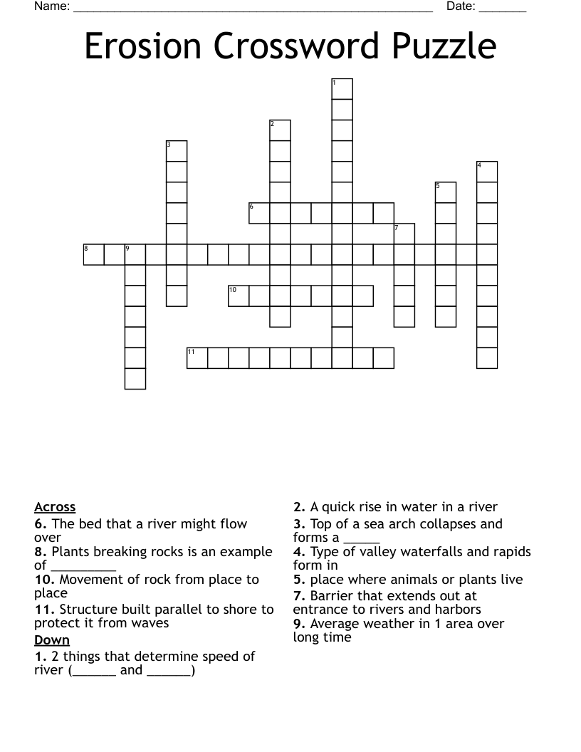 Erosion Crossword Puzzle