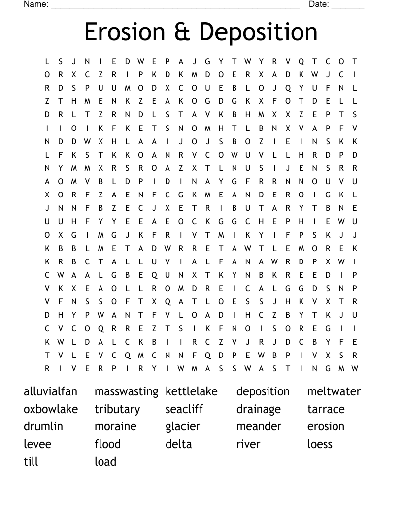 Erosion & Deposition Word Search