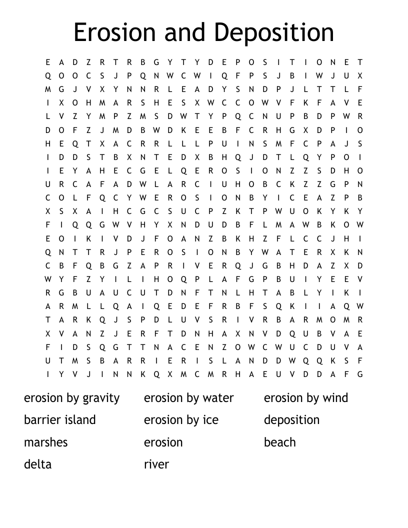 Erosion and Deposition Word Search