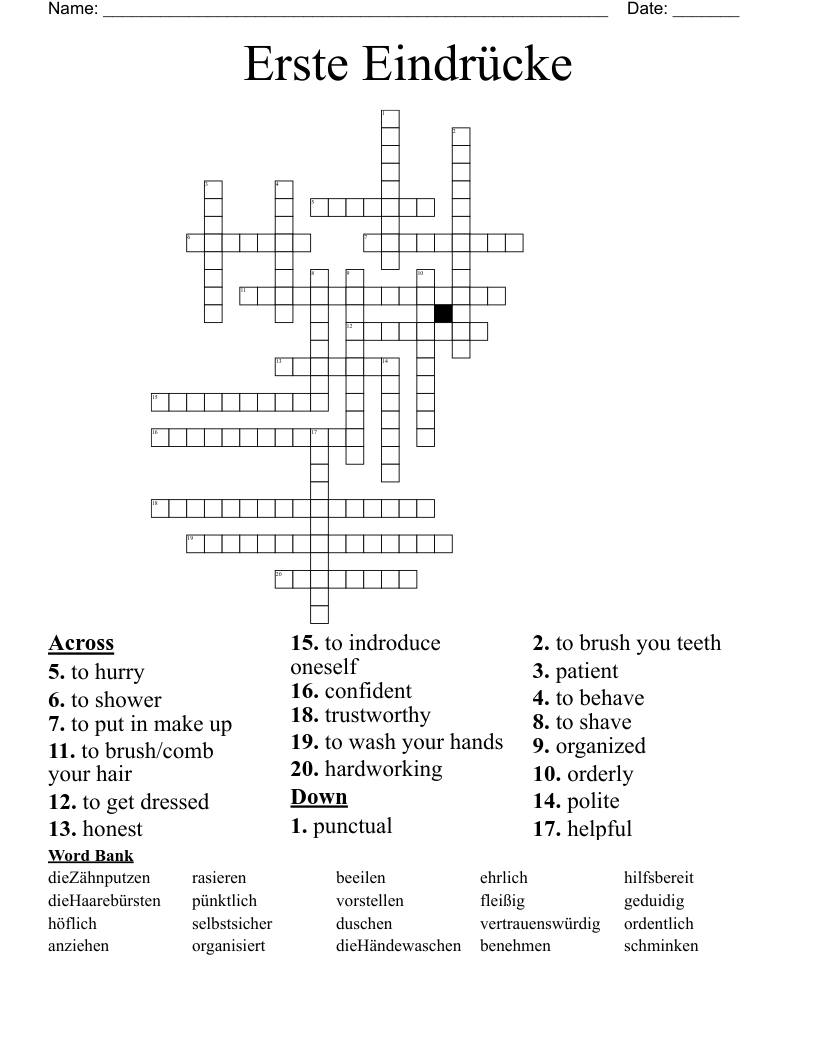 Erste Eindrücke Crossword
