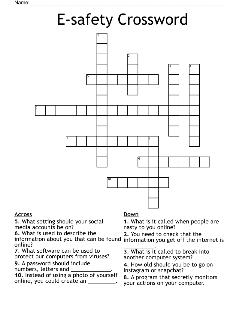 E-safety Crossword