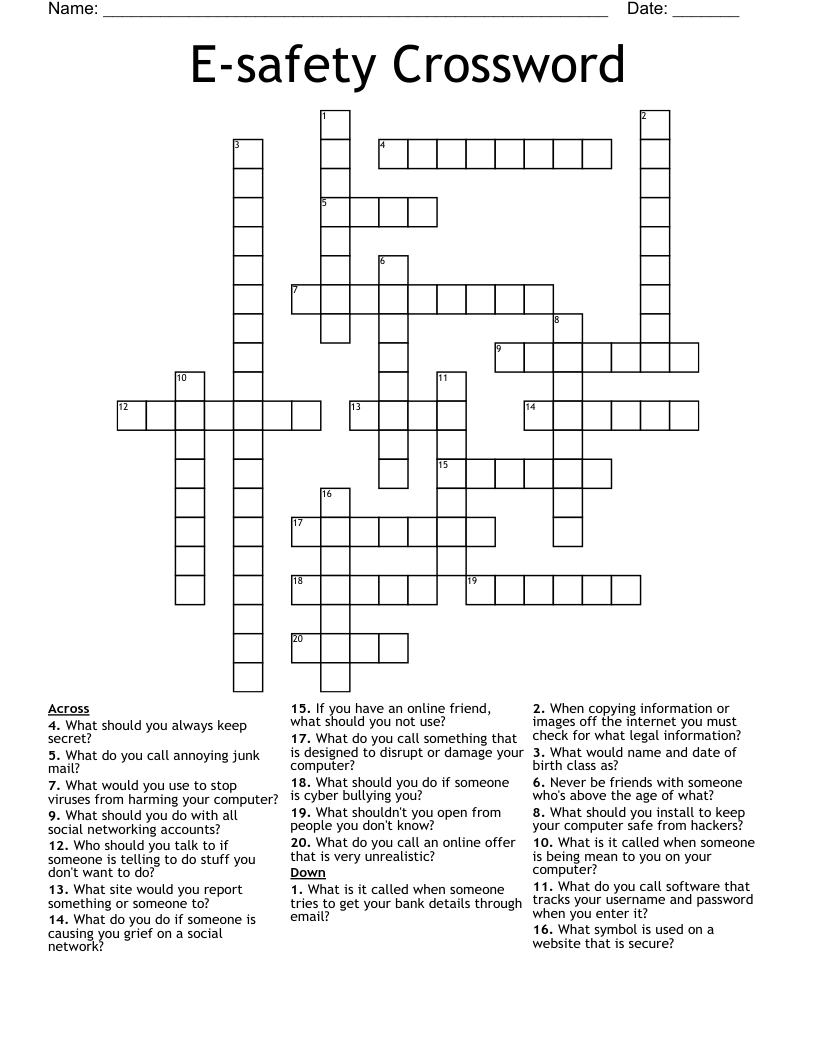E-safety Crossword
