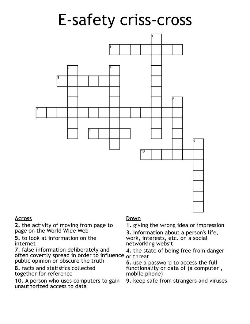 E-safety criss-cross Crossword