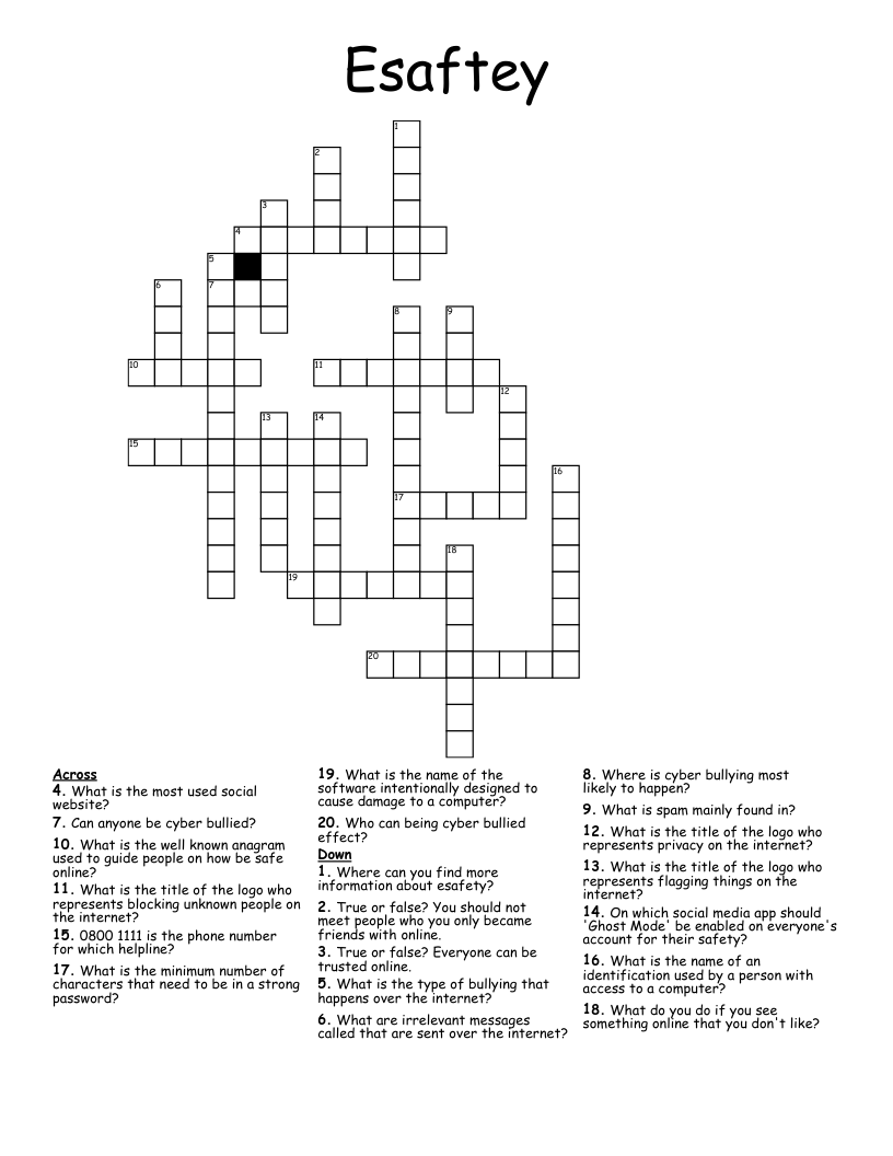 Esaftey Crossword