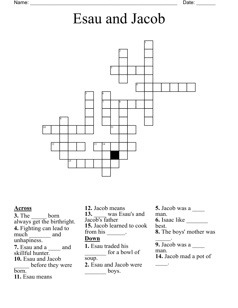 Esau and Jacob Crossword